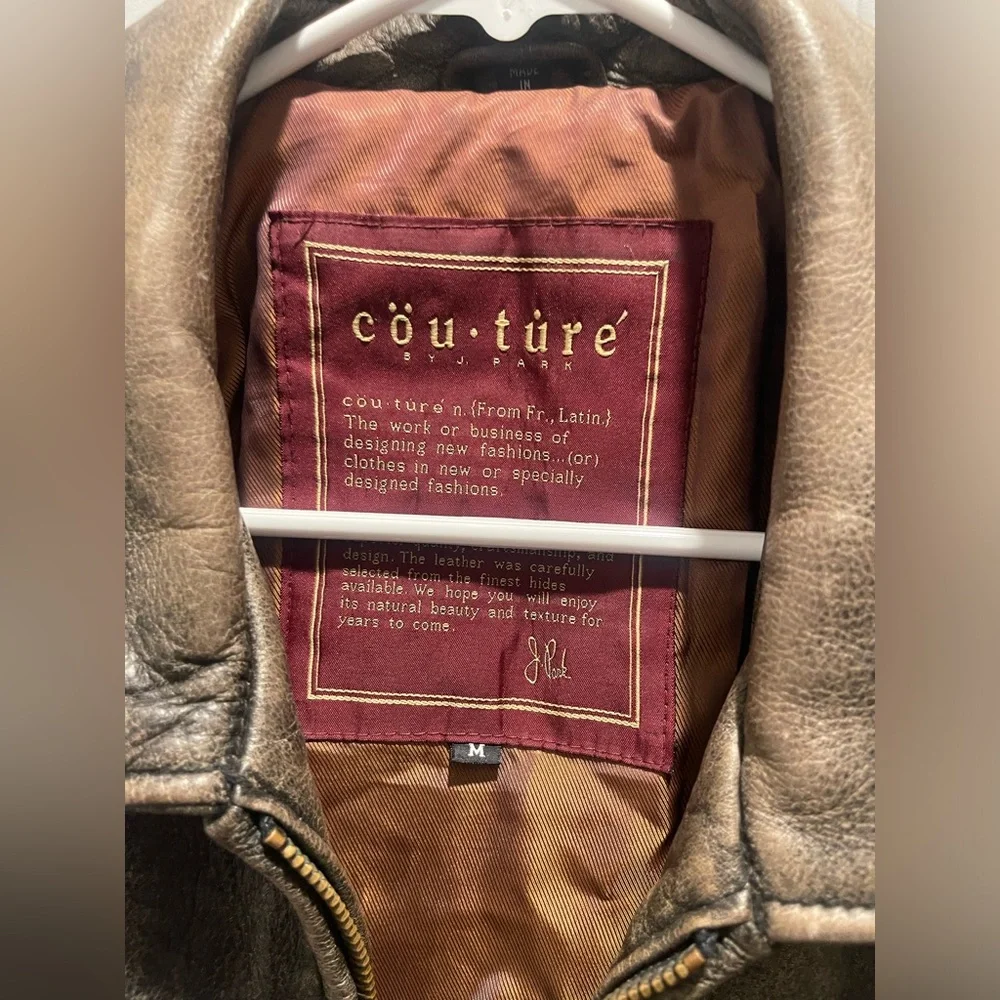 Couture by J park distressed leather zip up unisex oversized jacket Sz M men